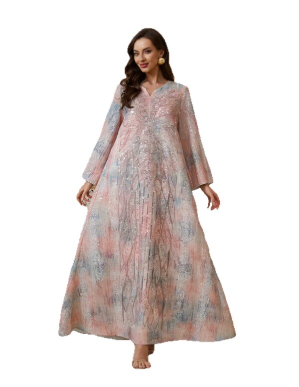 Embroidered pearl long skirt